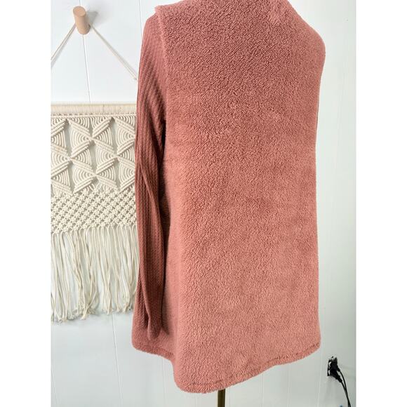 Jodifl Plush Faux Fur Teddy Coat Size Medium Cardigan Sweater Mauve - Picture 7 of 8